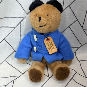 Eden Toys Paddington Bear Plush 11" Tan Blue Duffle Coat Vintage 1975 Tag